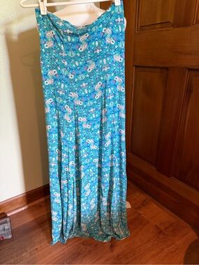 LuLaRoe Teal Floral Maxi Skirt